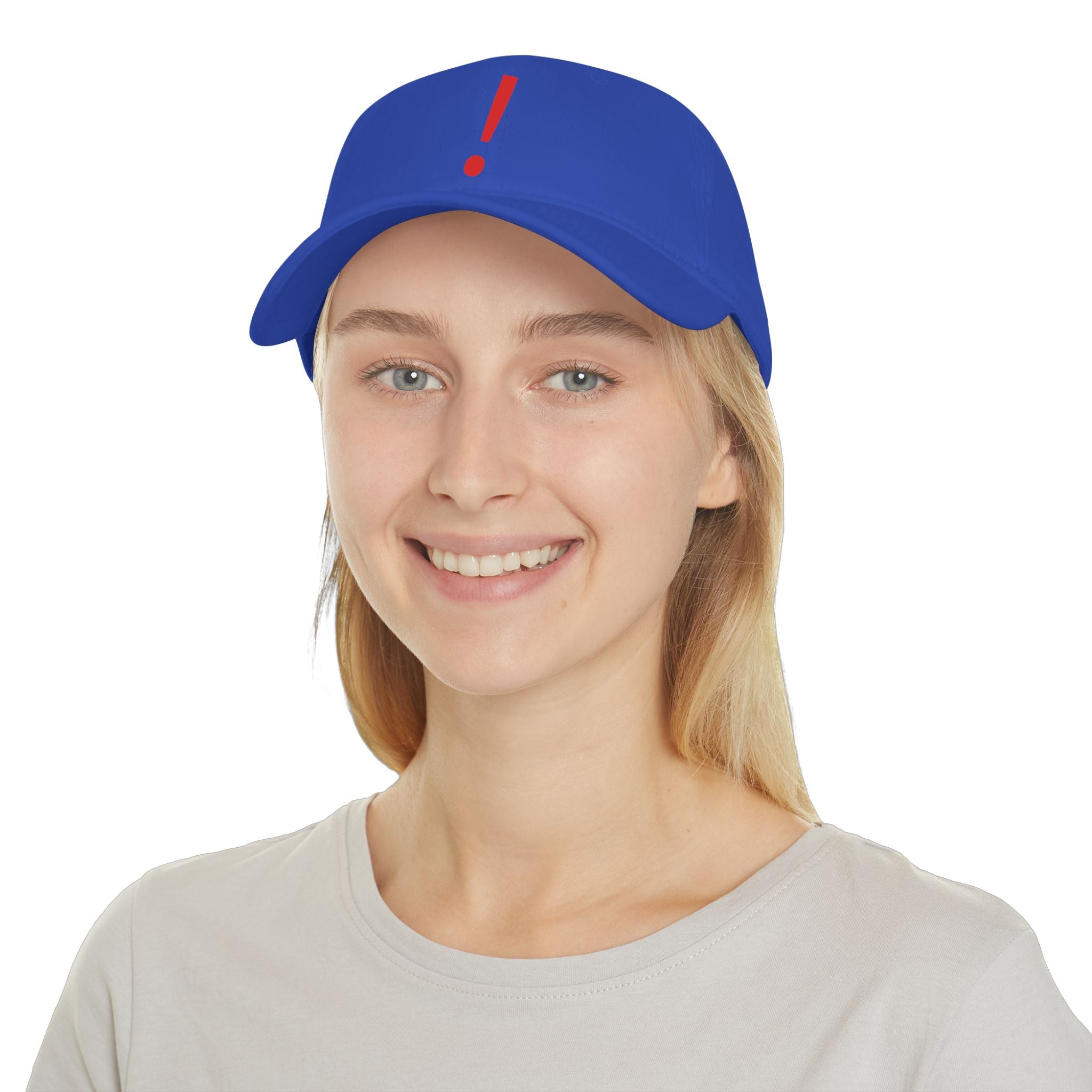 Red Exclamation Minimalist Baseball Cap — Low Profile Statement Hat