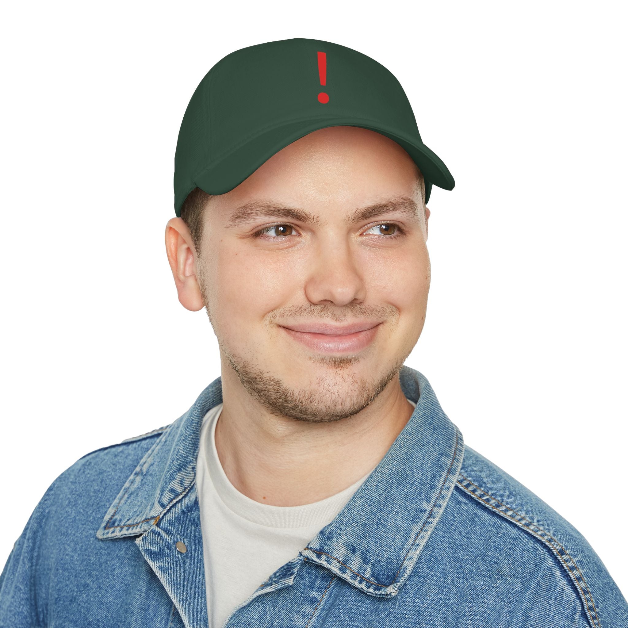 Red Exclamation Minimalist Baseball Cap — Low Profile Statement Hat