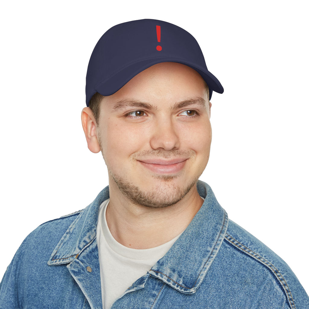 Red Exclamation Minimalist Baseball Cap — Low Profile Statement Hat