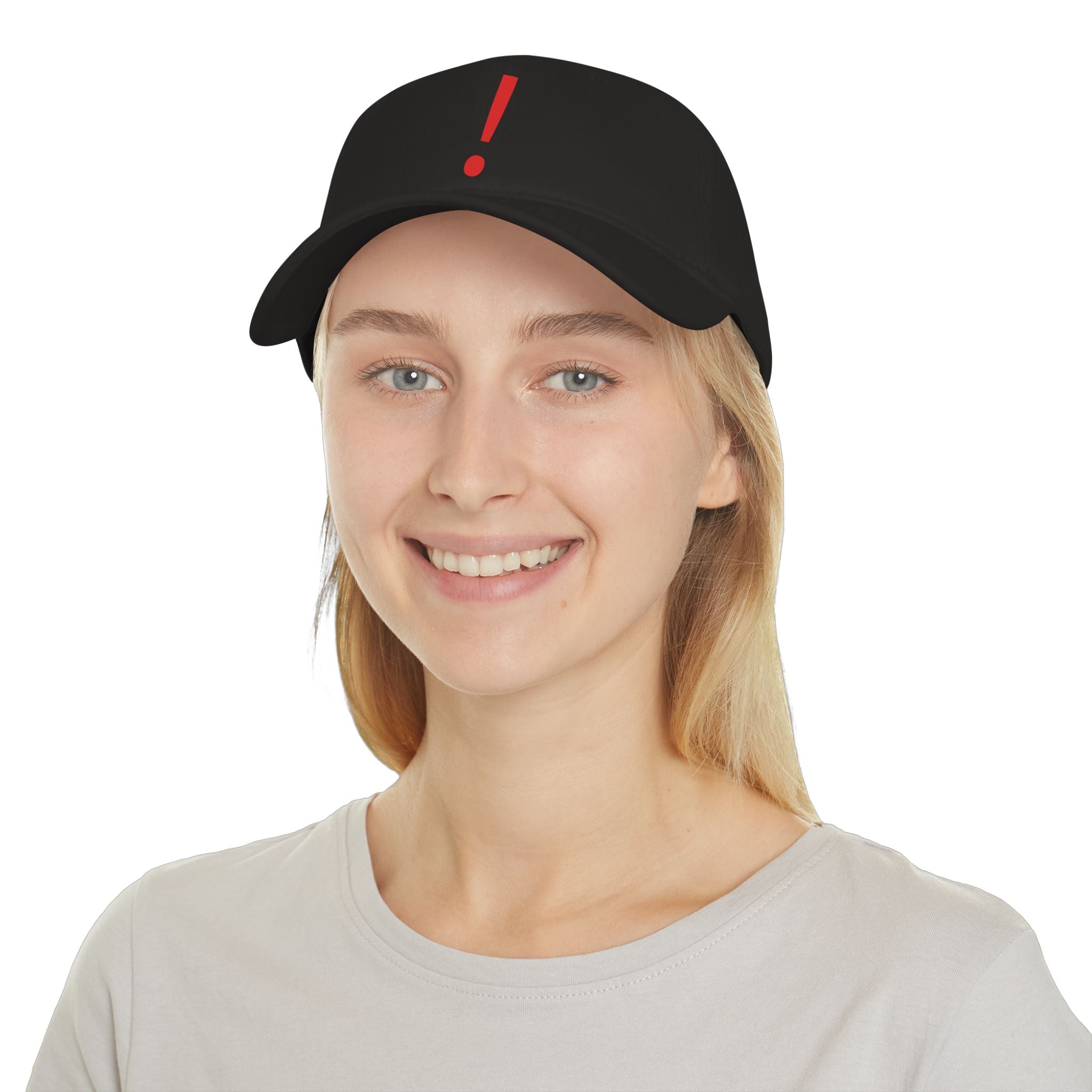 Red Exclamation Minimalist Baseball Cap — Low Profile Statement Hat
