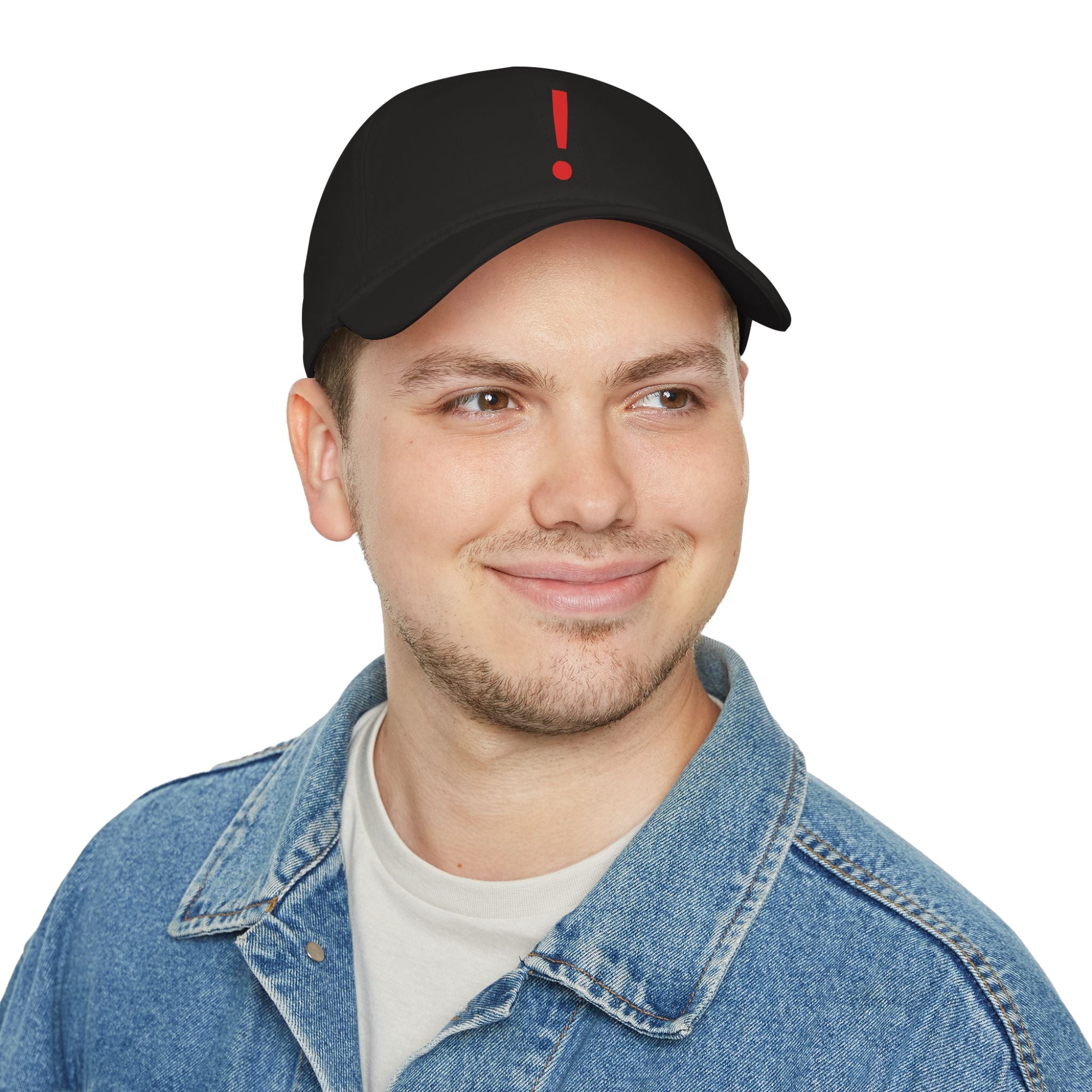 Red Exclamation Minimalist Baseball Cap — Low Profile Statement Hat