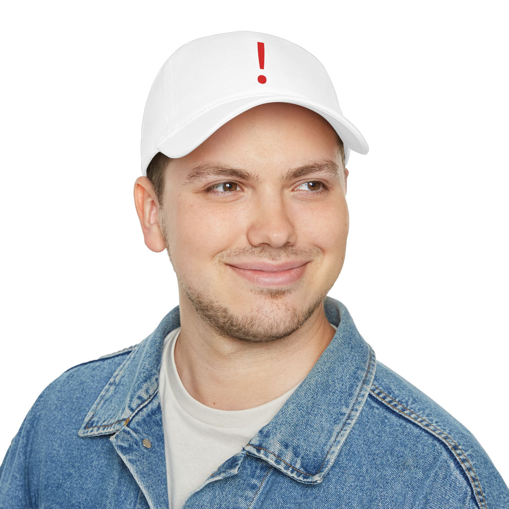 Red Exclamation Minimalist Baseball Cap — Low Profile Statement Hat