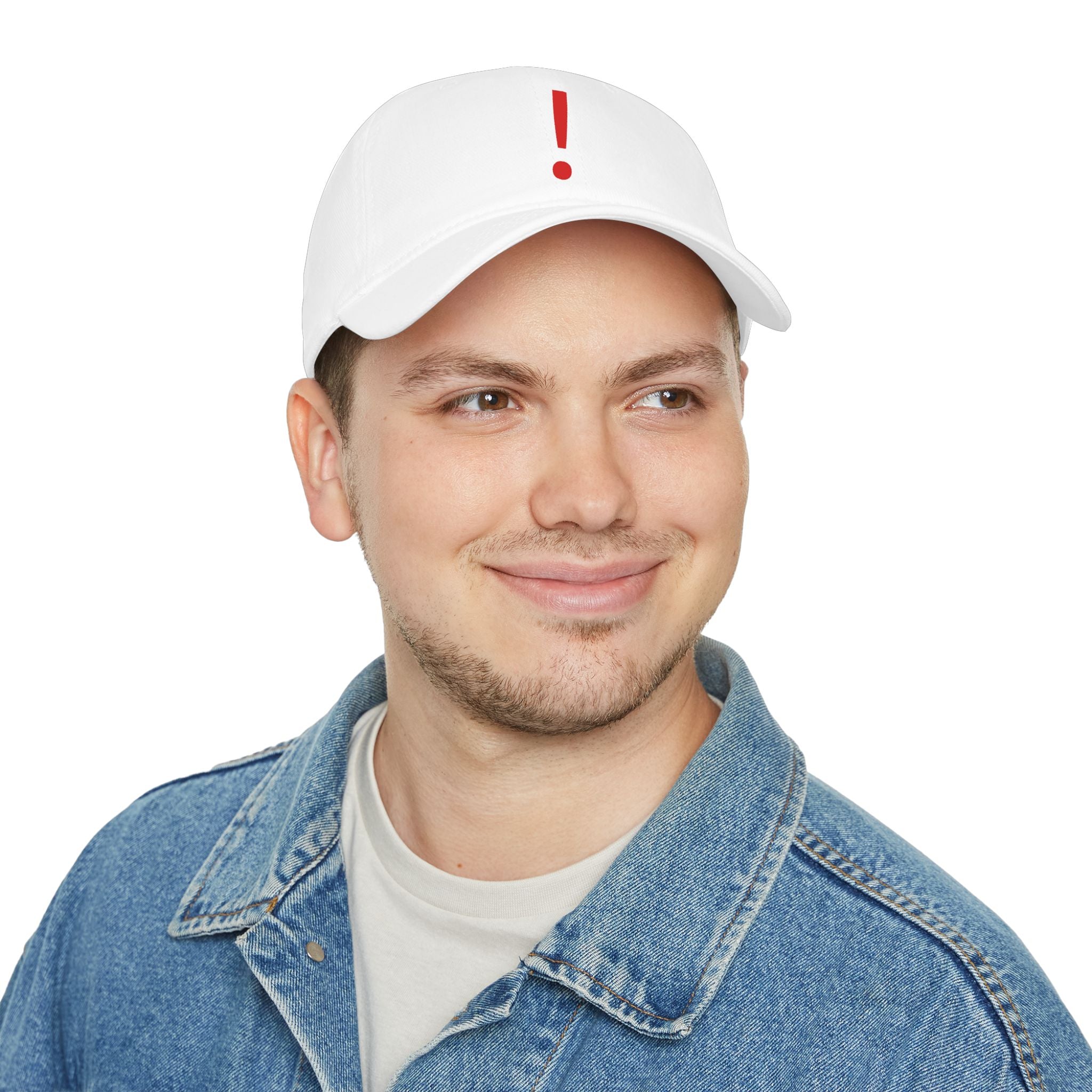 Red Exclamation Minimalist Baseball Cap — Low Profile Statement Hat