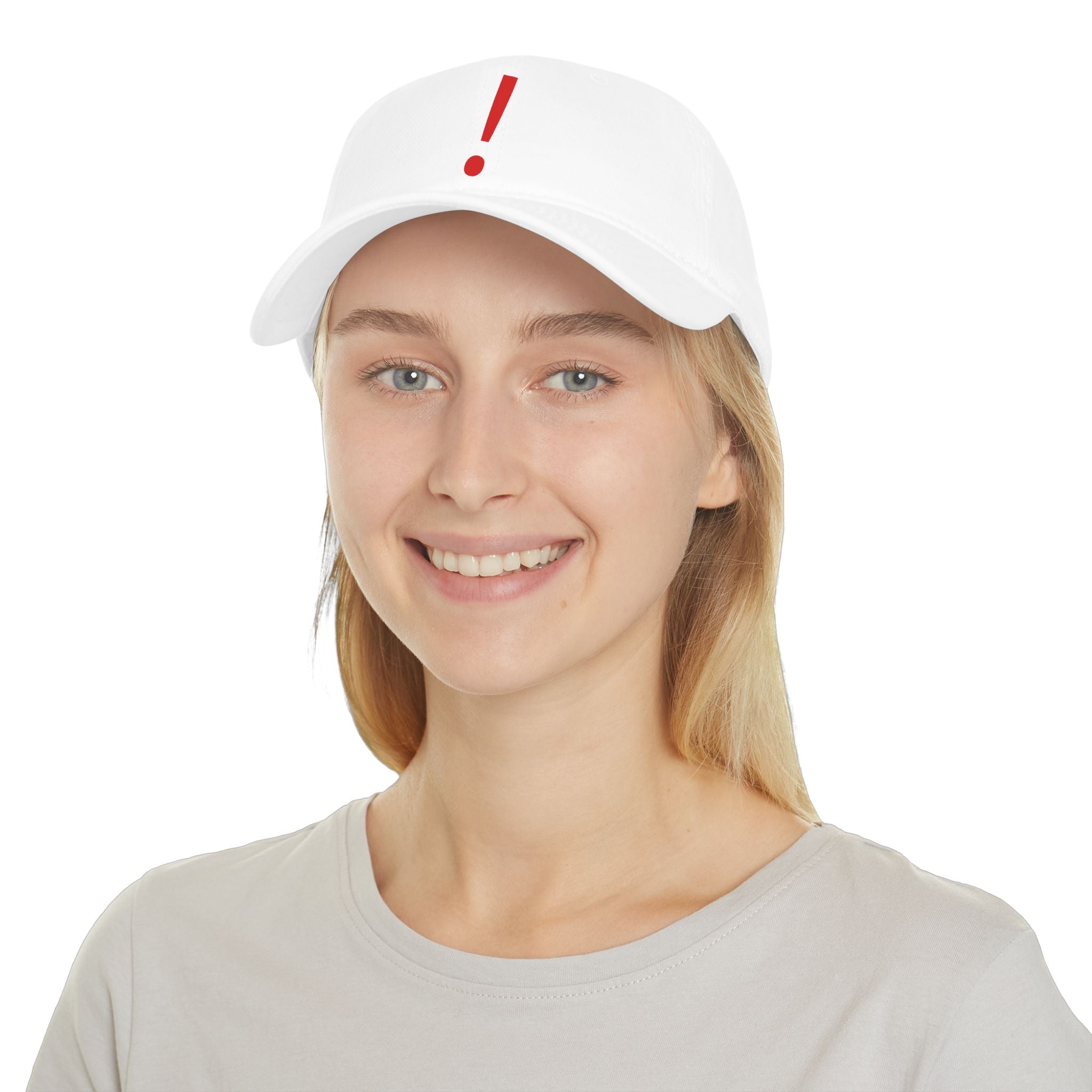 Red Exclamation Minimalist Baseball Cap — Low Profile Statement Hat