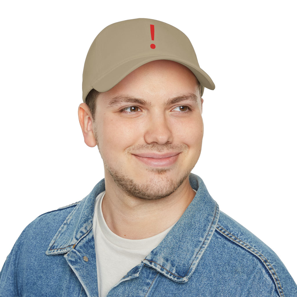 Red Exclamation Minimalist Baseball Cap — Low Profile Statement Hat