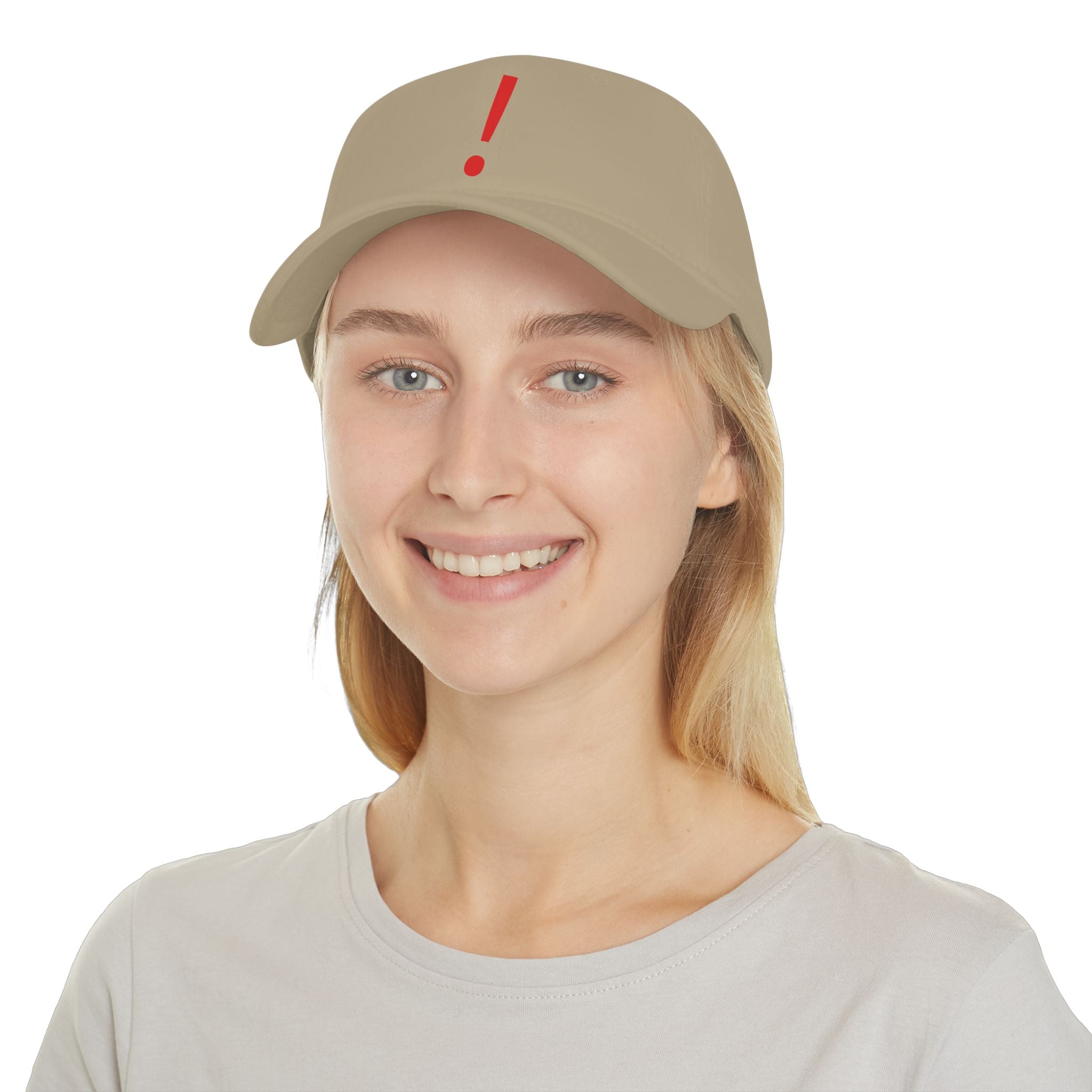 Red Exclamation Minimalist Baseball Cap — Low Profile Statement Hat