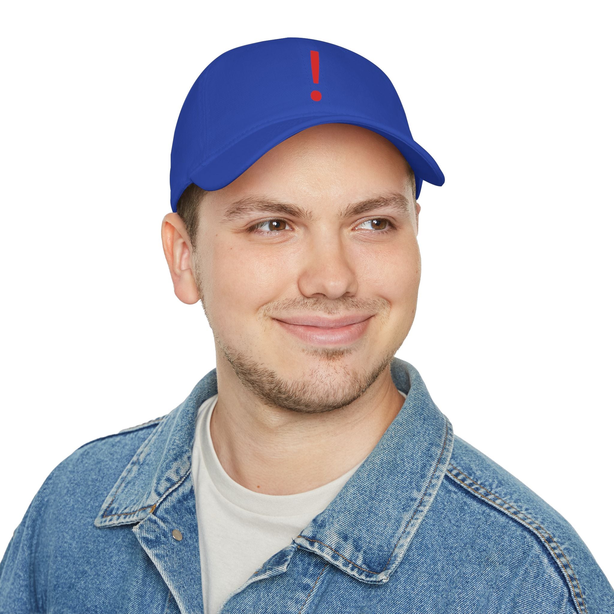 Red Exclamation Minimalist Baseball Cap — Low Profile Statement Hat