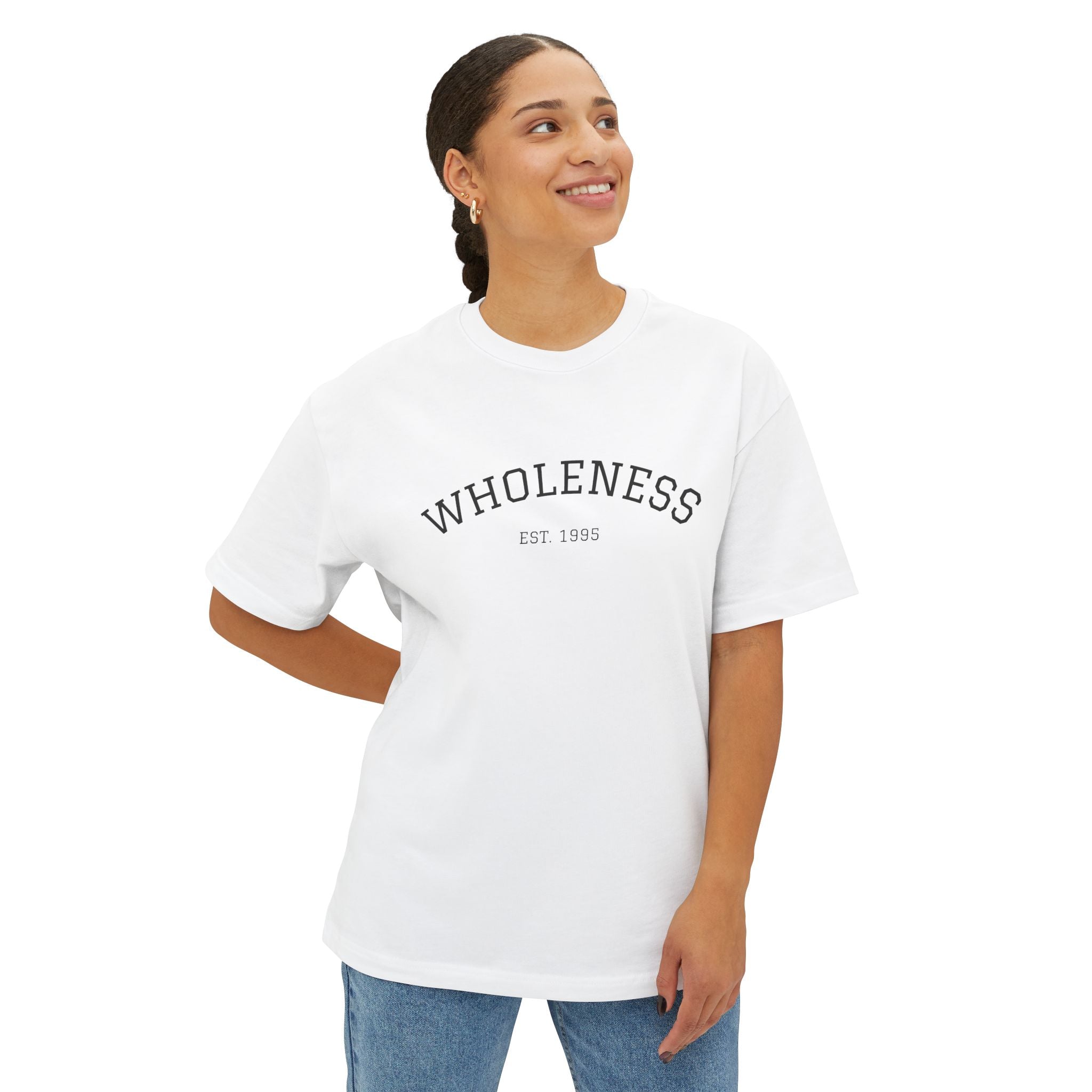 Wholeness Tee – Oversized Boxy T-Shirt with 'WHOLENESS' Arch Logo
