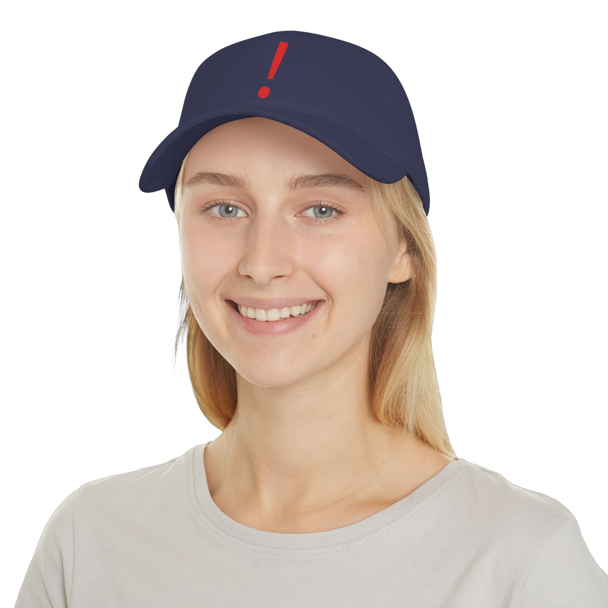 Red Exclamation Minimalist Baseball Cap — Low Profile Statement Hat
